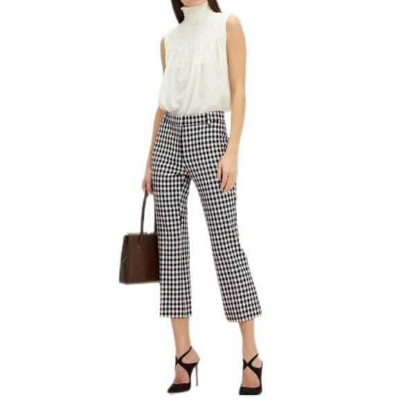 Derek Lam 10 Crosby Black/White Gingham Kick Flare Cropped Pants. Very Soft. - Picture 1 of 12